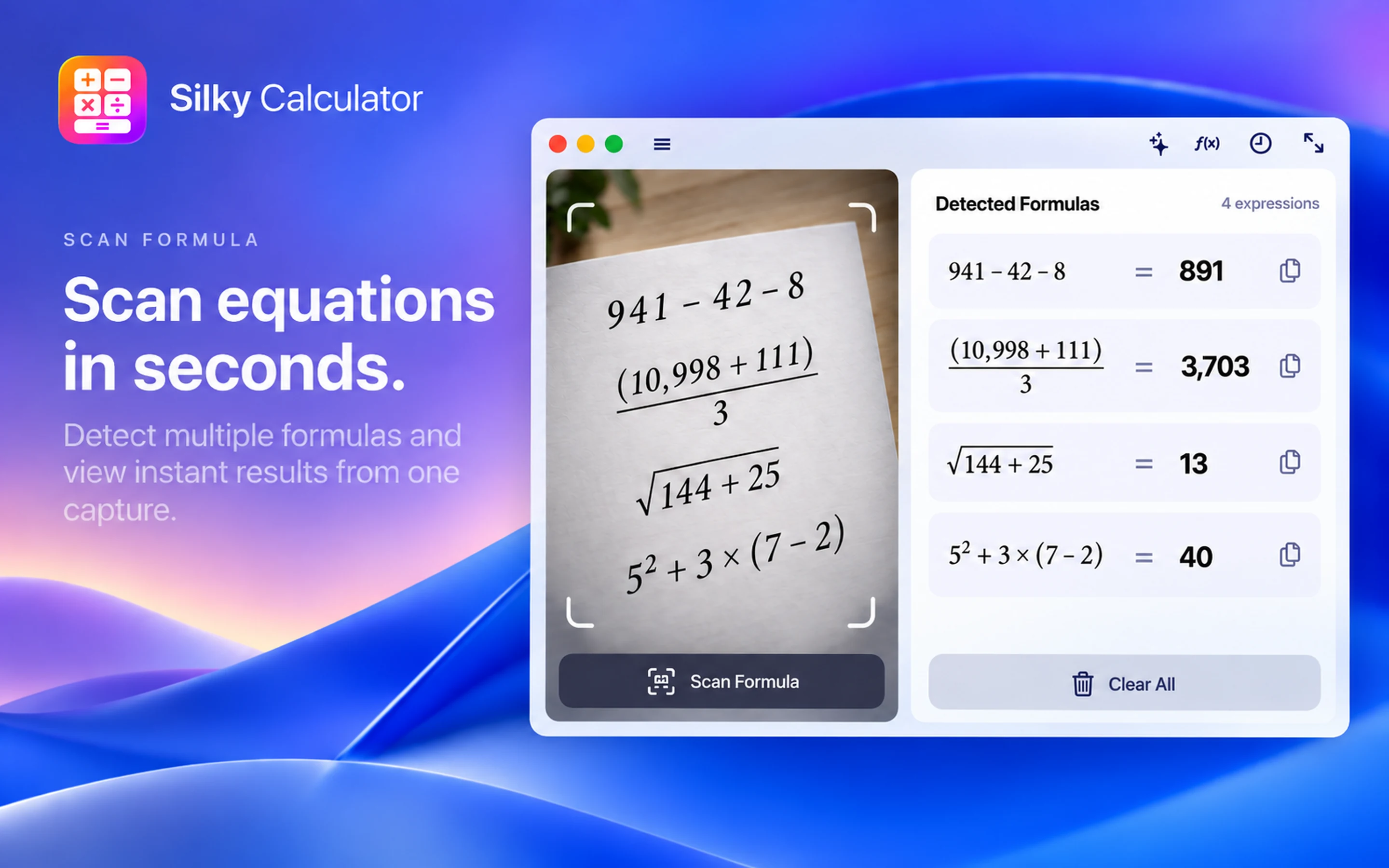 Scan equations in seconds.