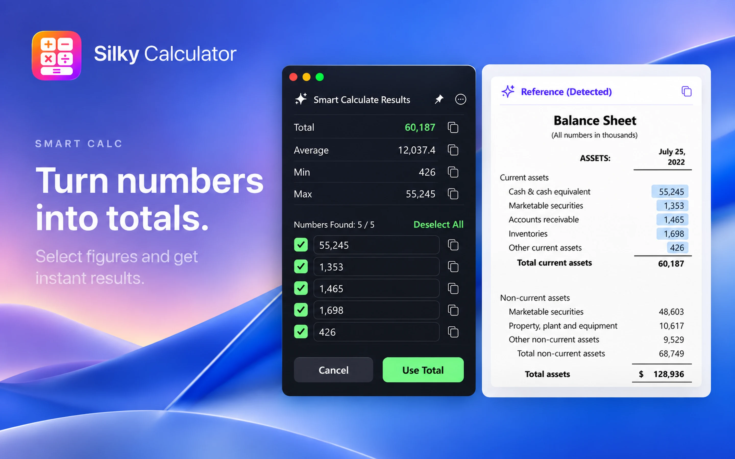 Turn numbers into totals.